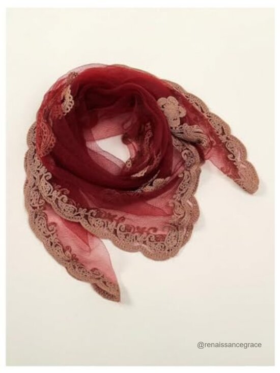 Sheer Lace Hair Scarf Headband Flower Embroidery Lightweight One Size main image 5